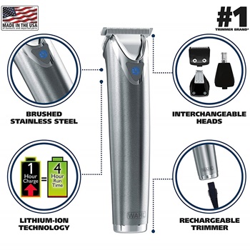 Wahl Stainless Steel Lithium Ion+ Beard Trimmer Model 9818